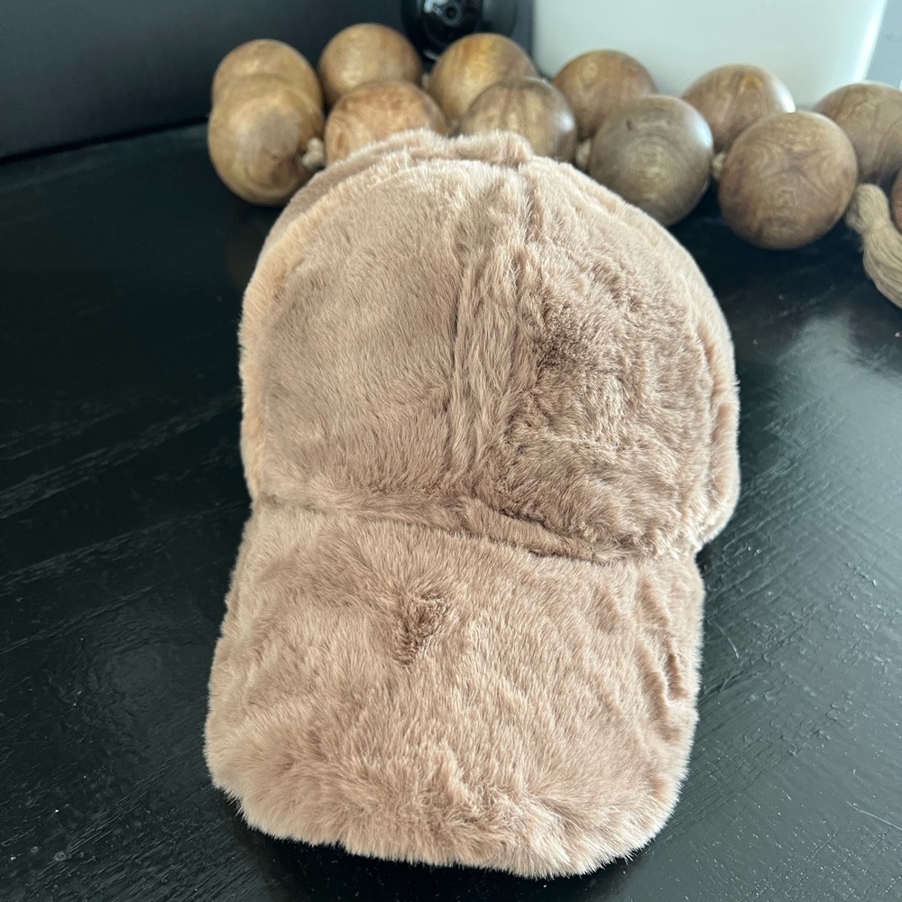 Cozy Tan Faux Fur Baseball Cap